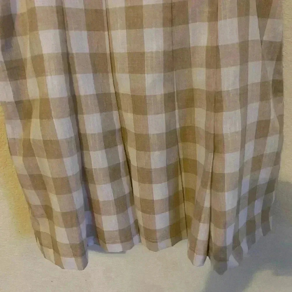 &Merci Taupe Gingham Woven Bustier Cutout Back Cottagecore Mini Dress Size M - Picture 4 of 10